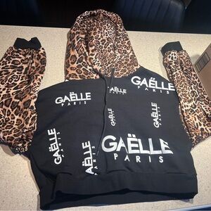 Gaëlle Black and Leopard Print Hoodie